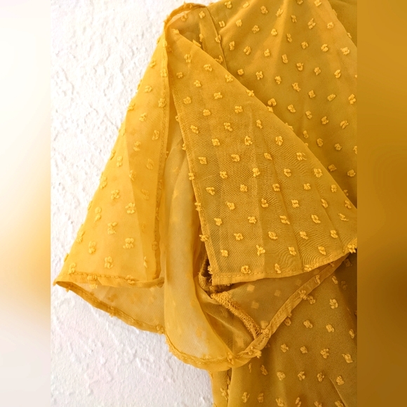 Mustard yellow ruffled midi dress - Picture 5 of 12